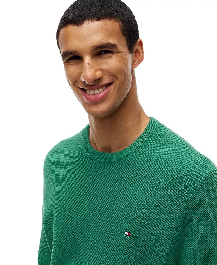 Men's Essential Texture Cotton Crewneck Sweater - thumbnail 3