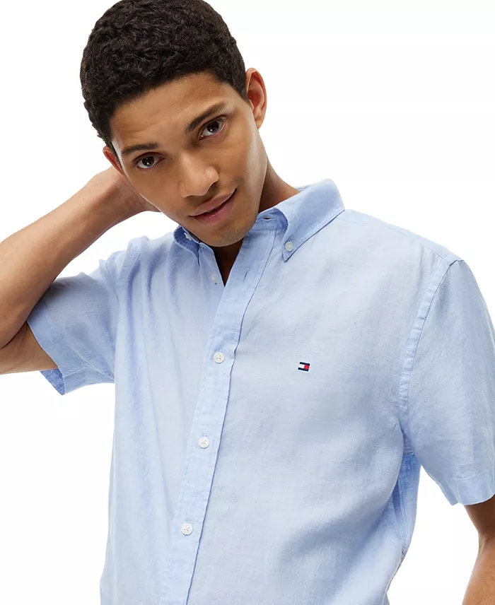 Men's Regular-Fit Linen Short Sleeve Shirt - thumbnail 3
