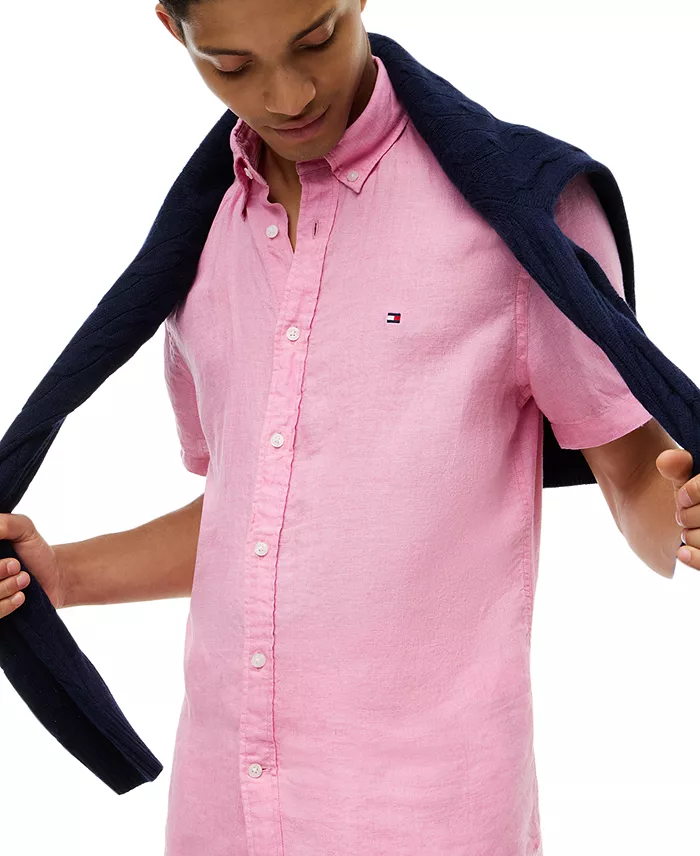 Men's Regular-Fit Linen Short Sleeve Shirt - thumbnail 7