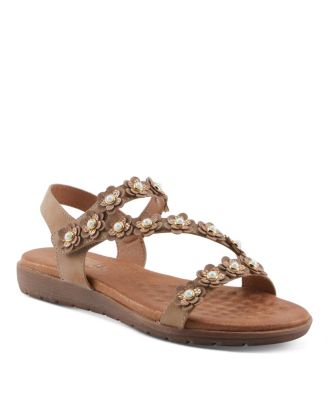 Women's Floral Pearl Accent Comfort Sandals