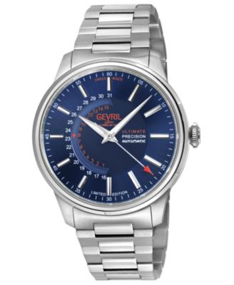 Men's Swiss Made Guggenheim Swiss Automatic Silver Stainless Steel Bracelet Watch