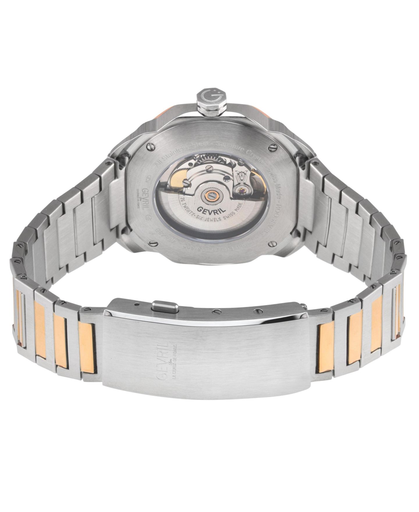 Мужские часы Gevril Swiss Made Roosevelt Swiss Automatic Two tone Stainless Steel Bracelet Watch — фото 3