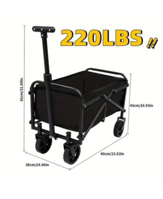 Foldable Utility Wagon Cart, 220lb Capacity, All-Terrain Wheels & Side Pockets for Beach, Garden & Camping.