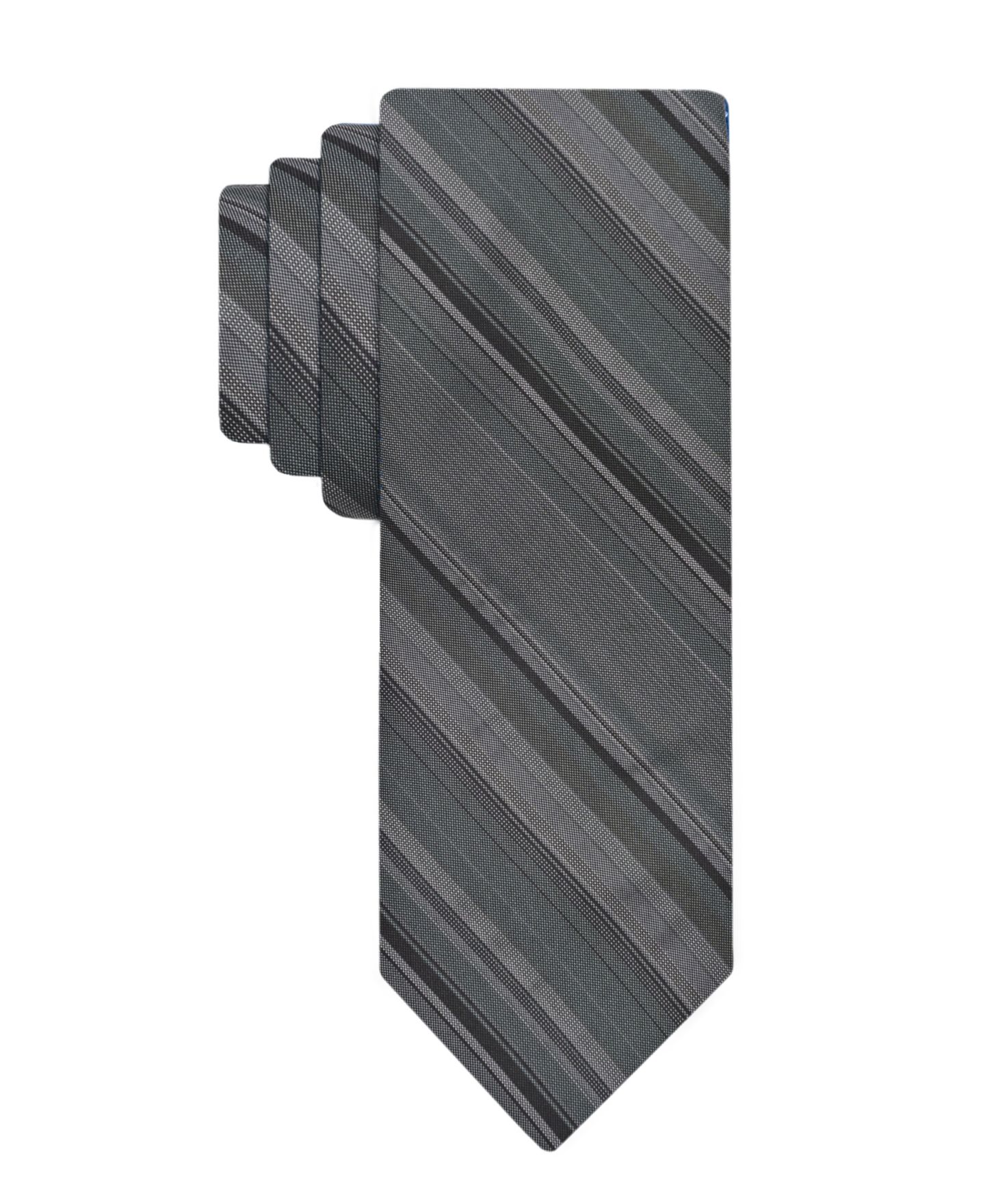 Мужской галстук Calvin Klein Castle Stripe Classic Tie, цвет: Тёмно-зелёный — фото 1