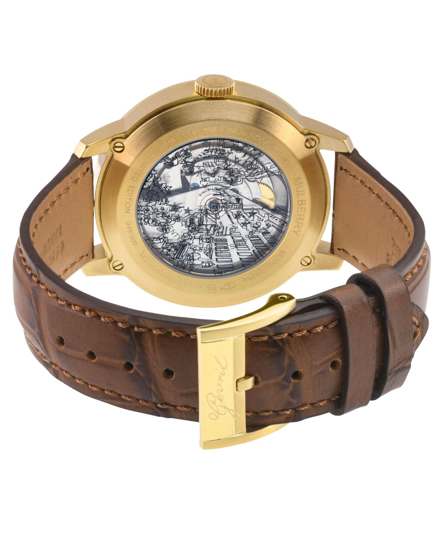 Мужские часы Gevril Swiss Made Mulberry Swiss Automatic Italian Leather Strap Watch — фото 2