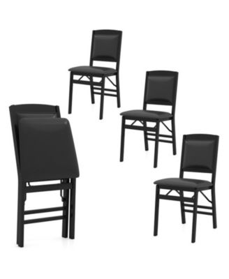 Folding Dining Chairs Set of 4 with Padded High Backrest for Kitchen