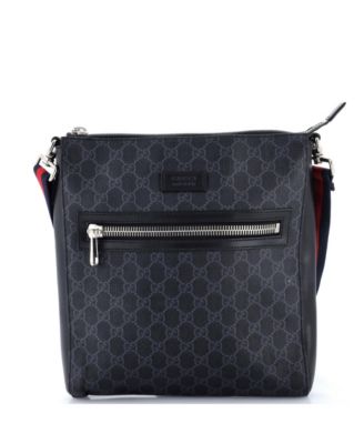 Medium Web Strap Front Zip Messenger Bag GG Coated Canvas