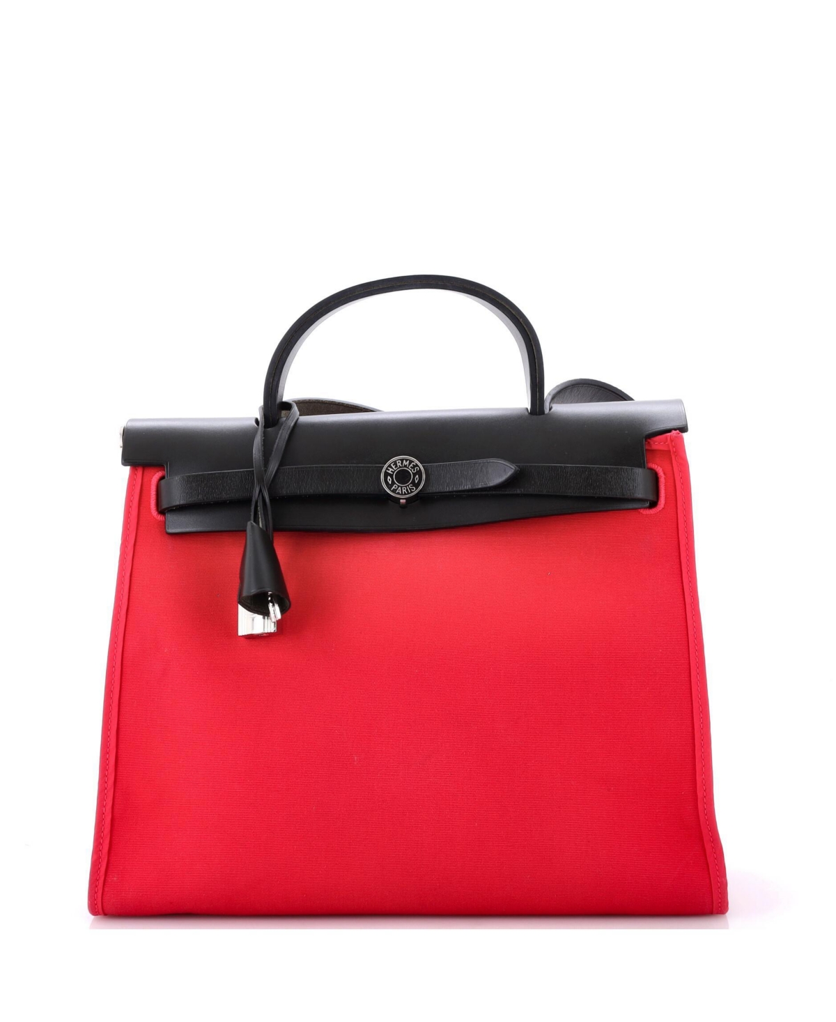 Pre-Owned Hermes 31 Herbag Zip Leather and Toile - Pink