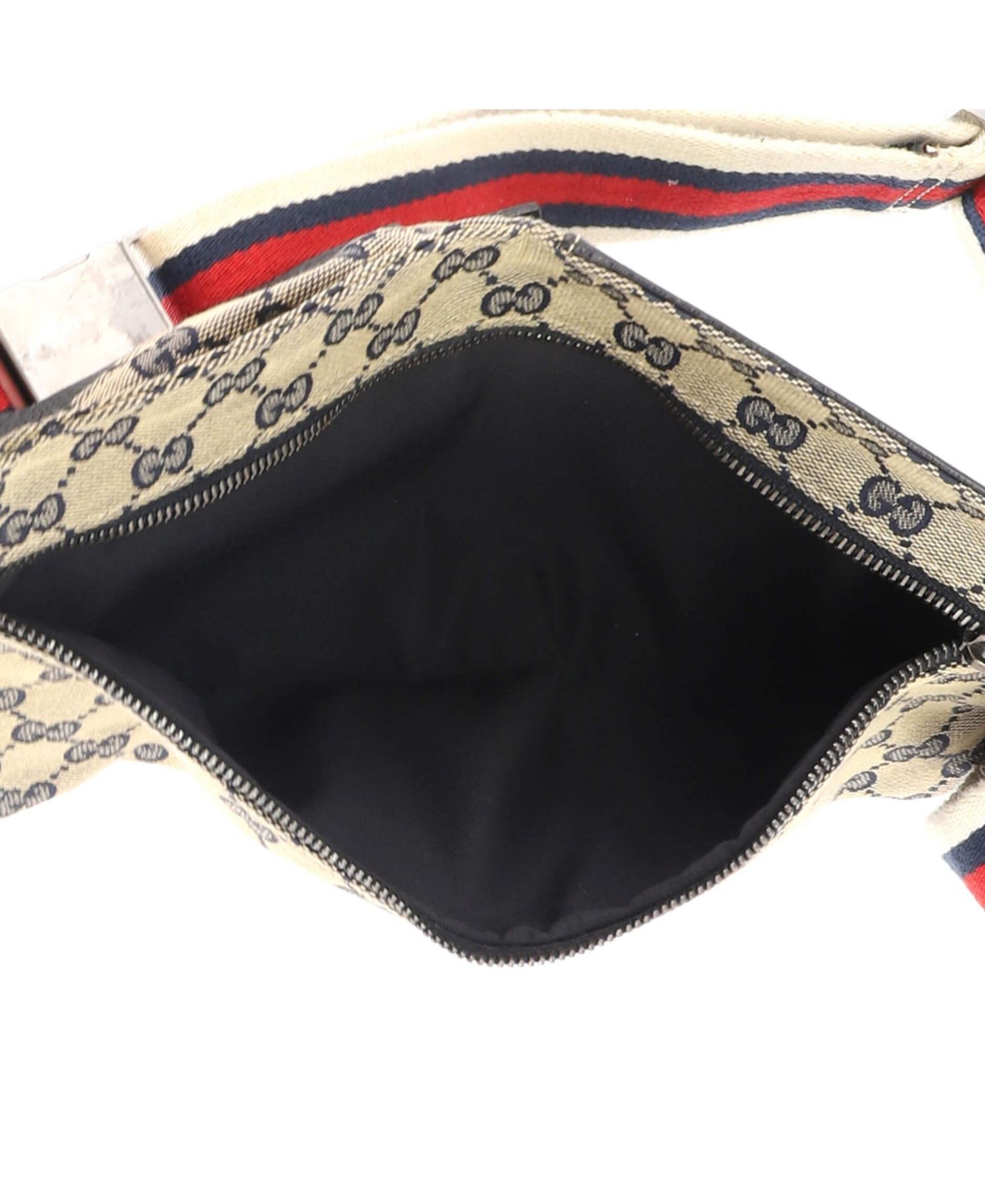 Small Vintage Double Belt Bag GG Canvas with Leather