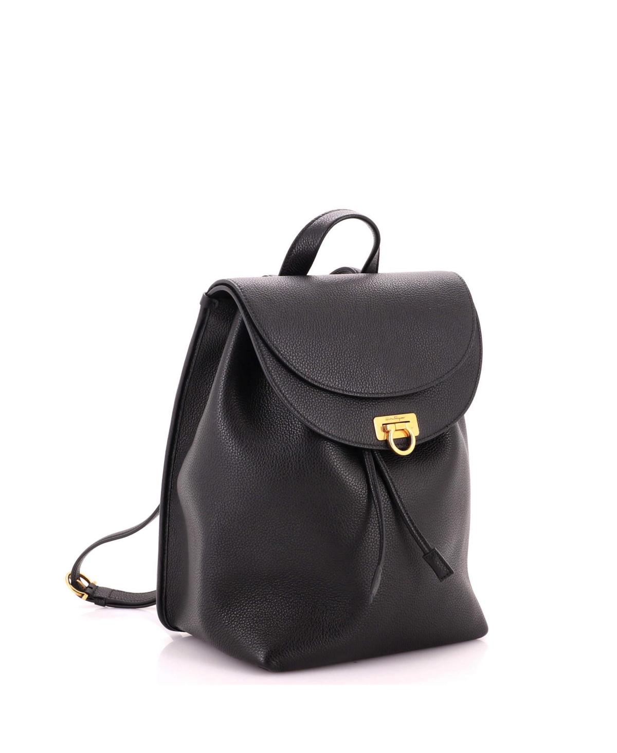 Pre-Owned Salvatore Ferragamo Medium Gancini Flap Drawstring Backpack Leather