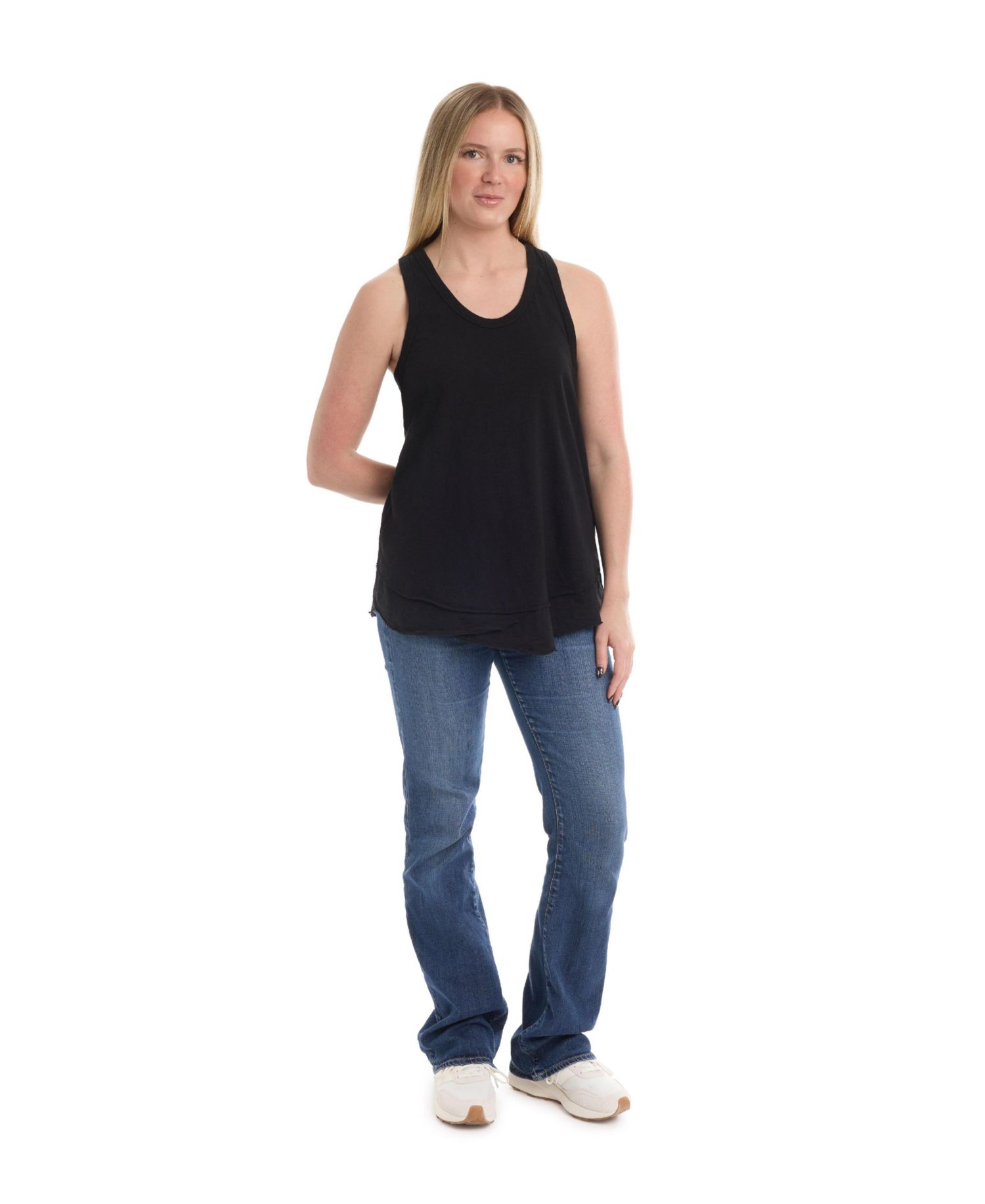 Women's Shrunken Mock Hem Shirttail Tank