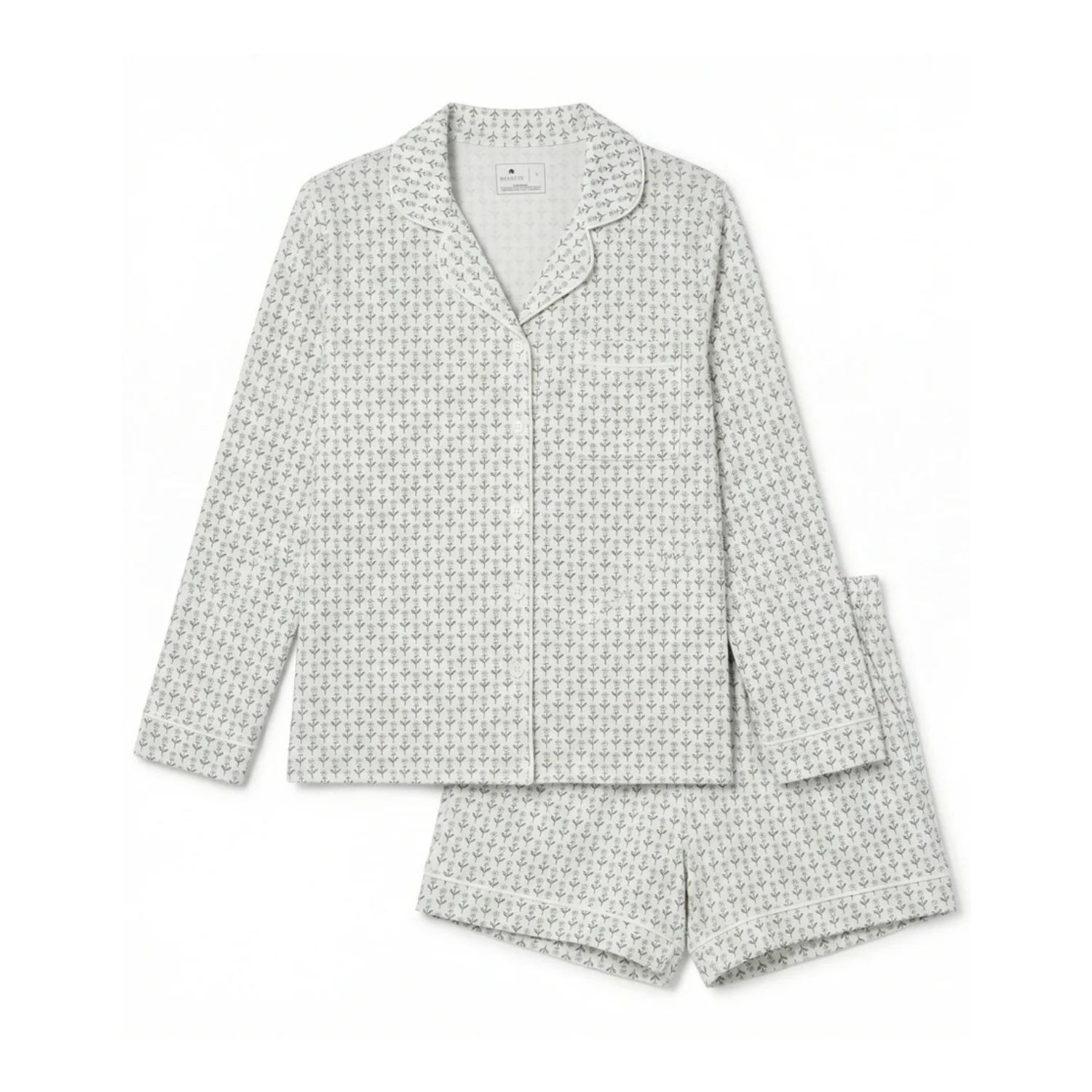 Women's Lane Viscose-from-Bamboo V-Neck Long-Sleeve Top and Shorts Pajama Set