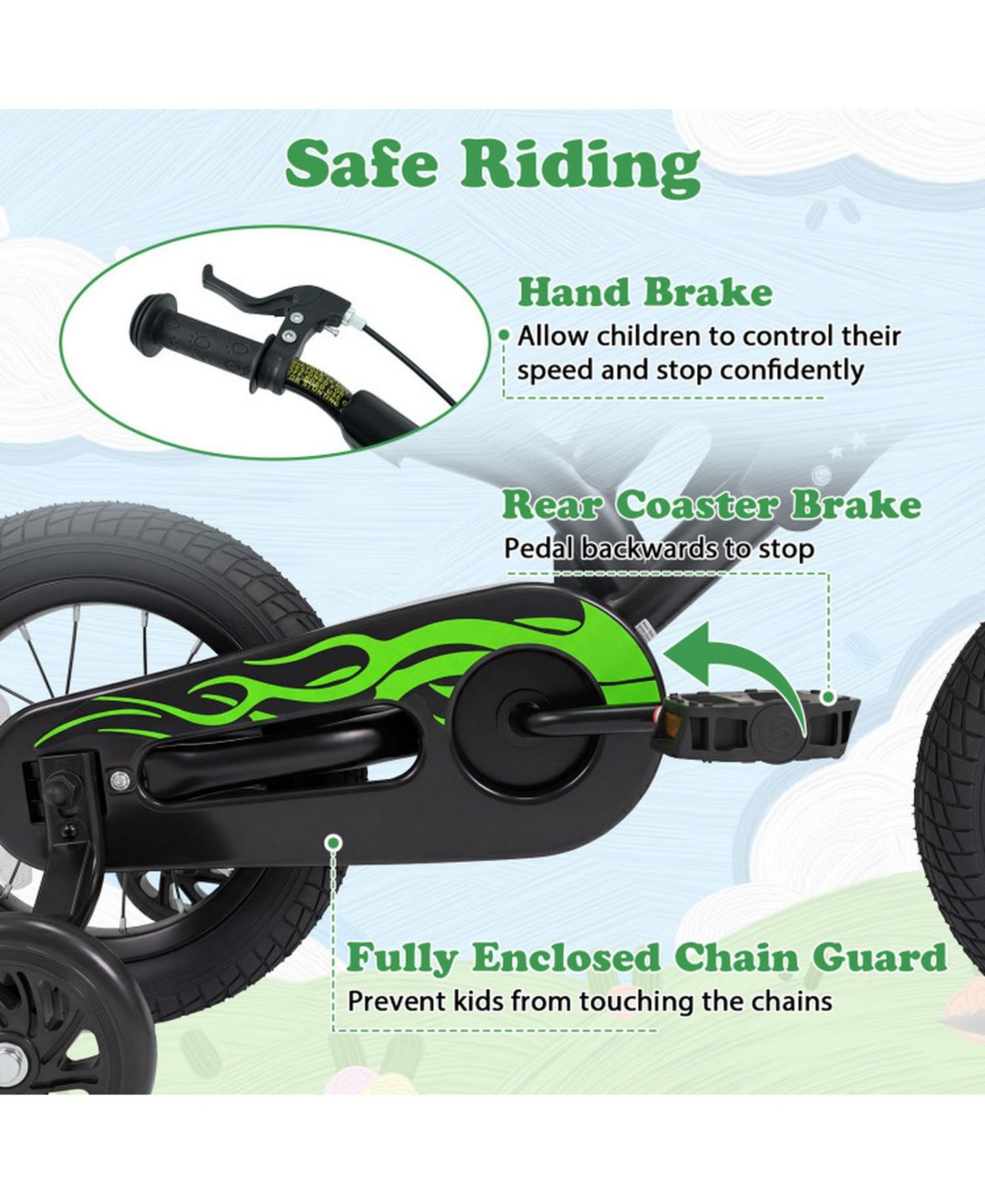 Детская игрушка SUGIFT 12" Kids Bike Motorcycle-Inspired with Detachable Training Wheels, Ages 3-4, цвет: Чёрный — фото 4