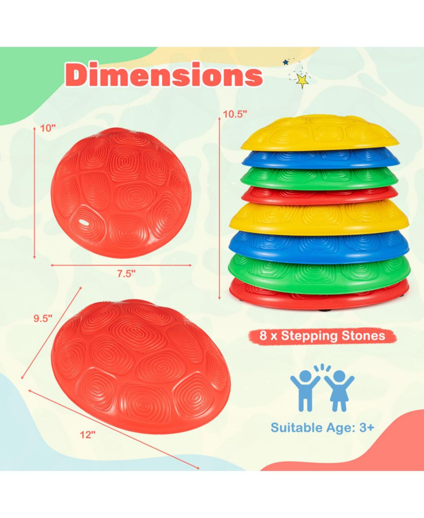 Детские игрушки SUGIFT 8-Piece Non-Slip Sensory Kids Stepping Stones, Ages 3+, цвет: Open Miscellaneous — фото 3