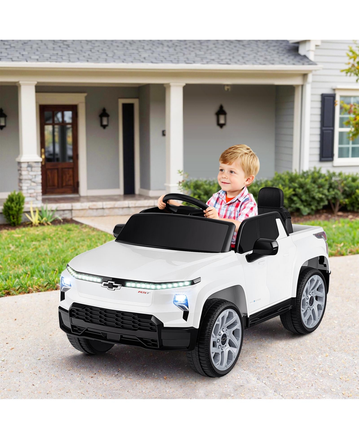 Sugift 12V Ride-On Truck with Remote Control, Led Lights & Rear Storage, Ages 3-8
