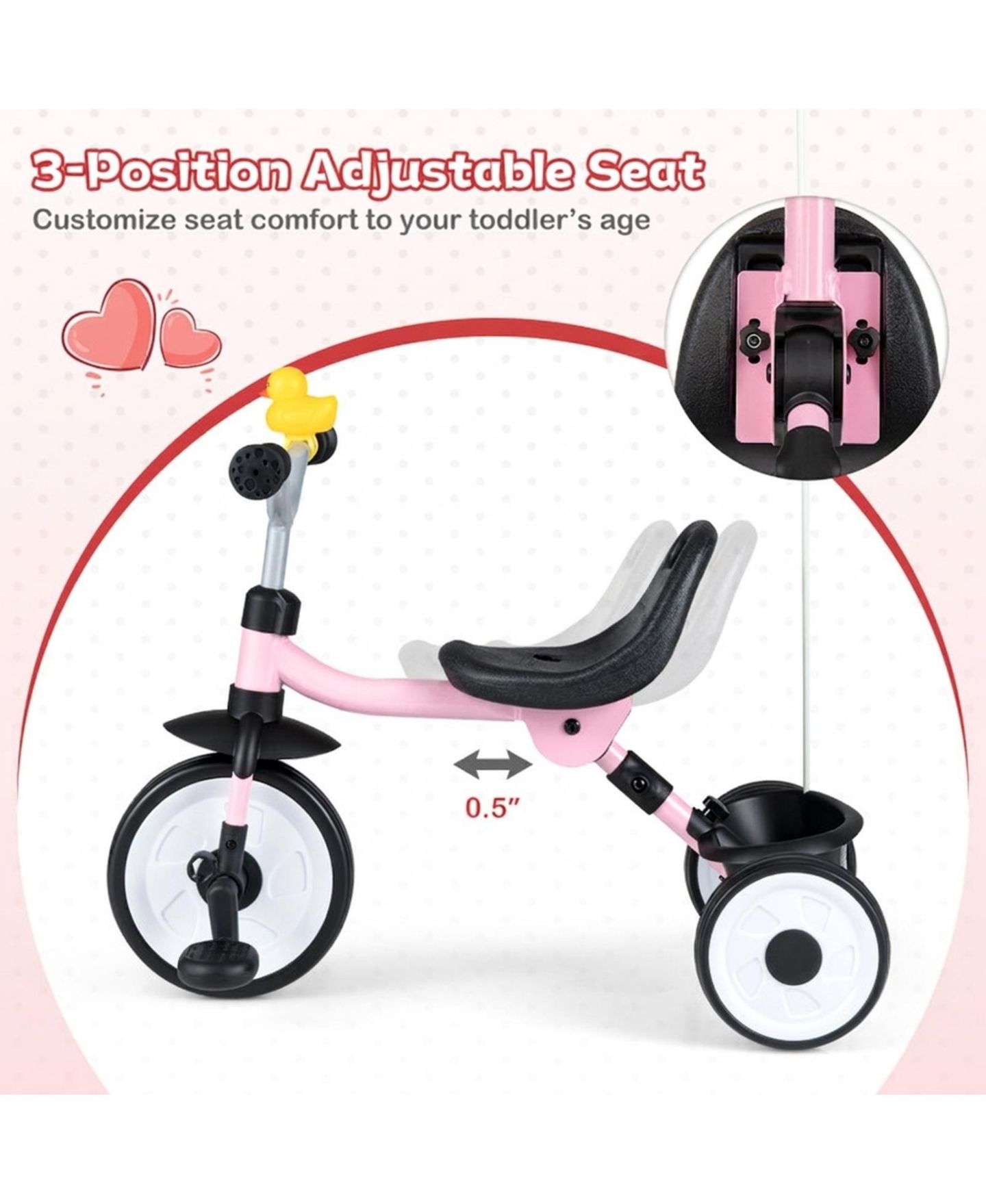 Детская игрушка SUGIFT Convertible Foldable Tricycle with Light-Up Wheels, Ages 1-3, цвет: Розовый — фото 10