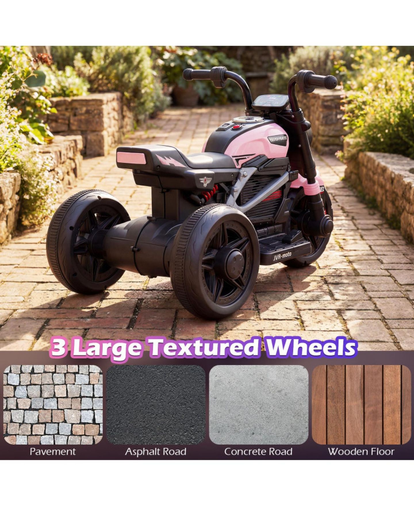 Детская игрушка SUGIFT Kids Electric 3-Wheel Motorcycle with Rechargeable Battery and LED Headlight, Ages 3-5, цвет: Розовый — фото 6