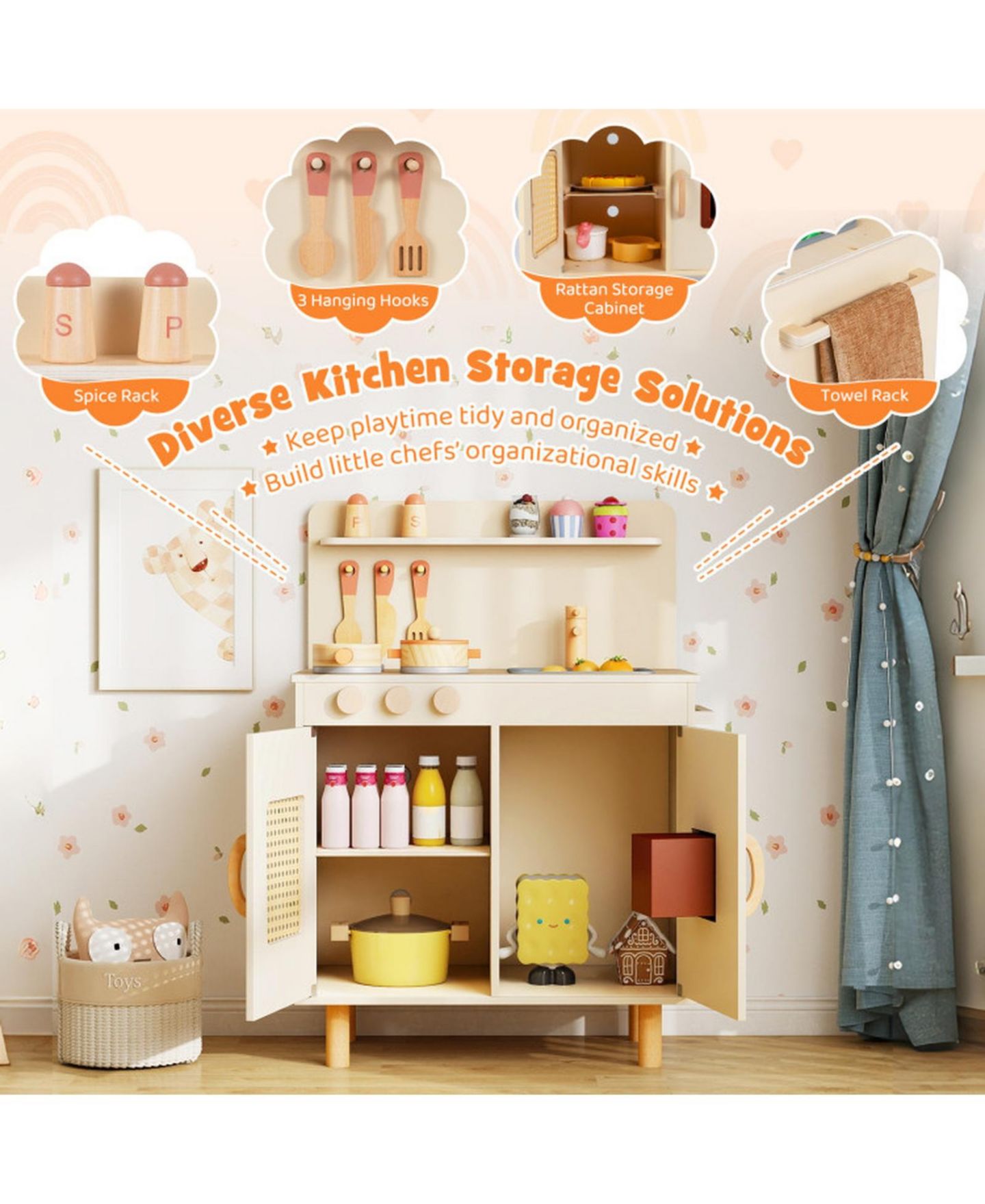 Детский игровой набор SUGIFT Realistic Ice Maker 10-Piece Play Kitchen Playset, Ages 3+, цвет: Жёлтый — фото 5