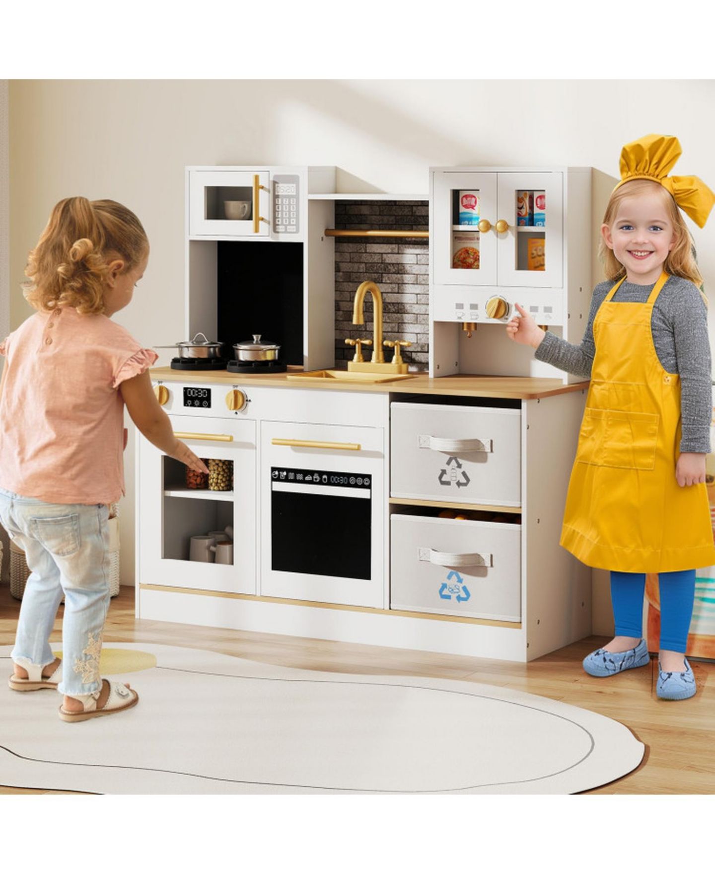 Детская игрушка SUGIFT 2-Stove Sound & Light Kids Play Kitchen Seven, Ages 3+, цвет: Натуральный — фото 10