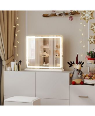 LED Vanity Mirror with Lights Aluminum Frame Bathroom Mirror Dimmable 3 Color Modes Makeup Mirror Memory Function for Bedroom