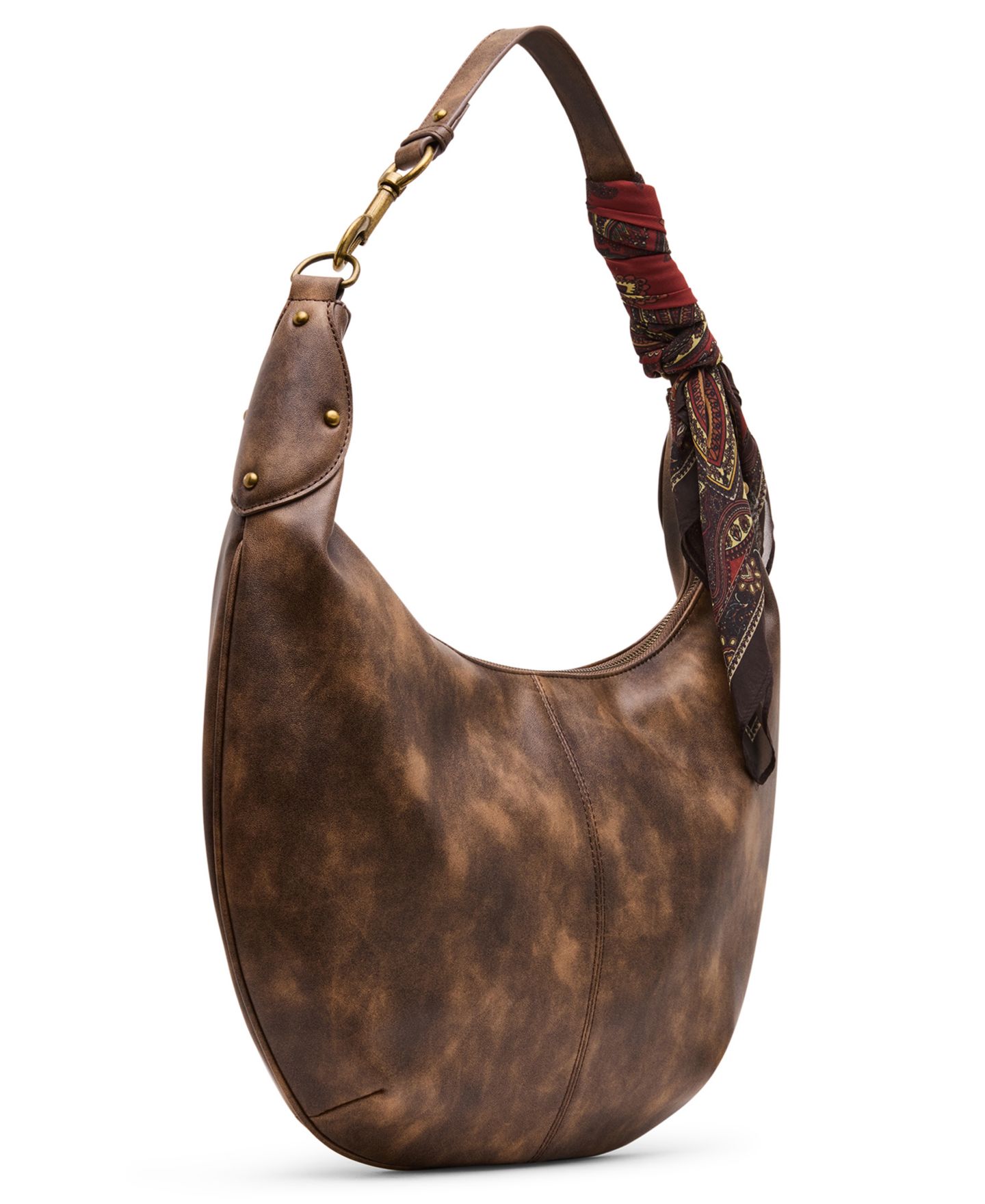 Женская сумка Steve Madden Olga-P Polyurethane Small Hobo Handbag, цвет: Коричневый — фото 3