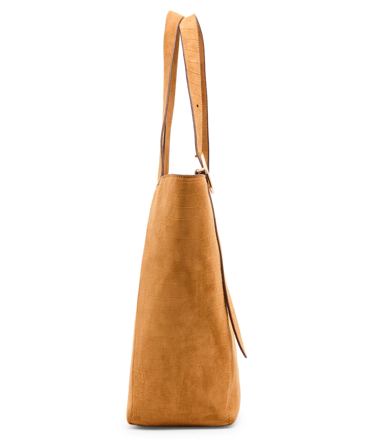 Faux Suede Croc Emboss Extra-Large Tote Handbag
