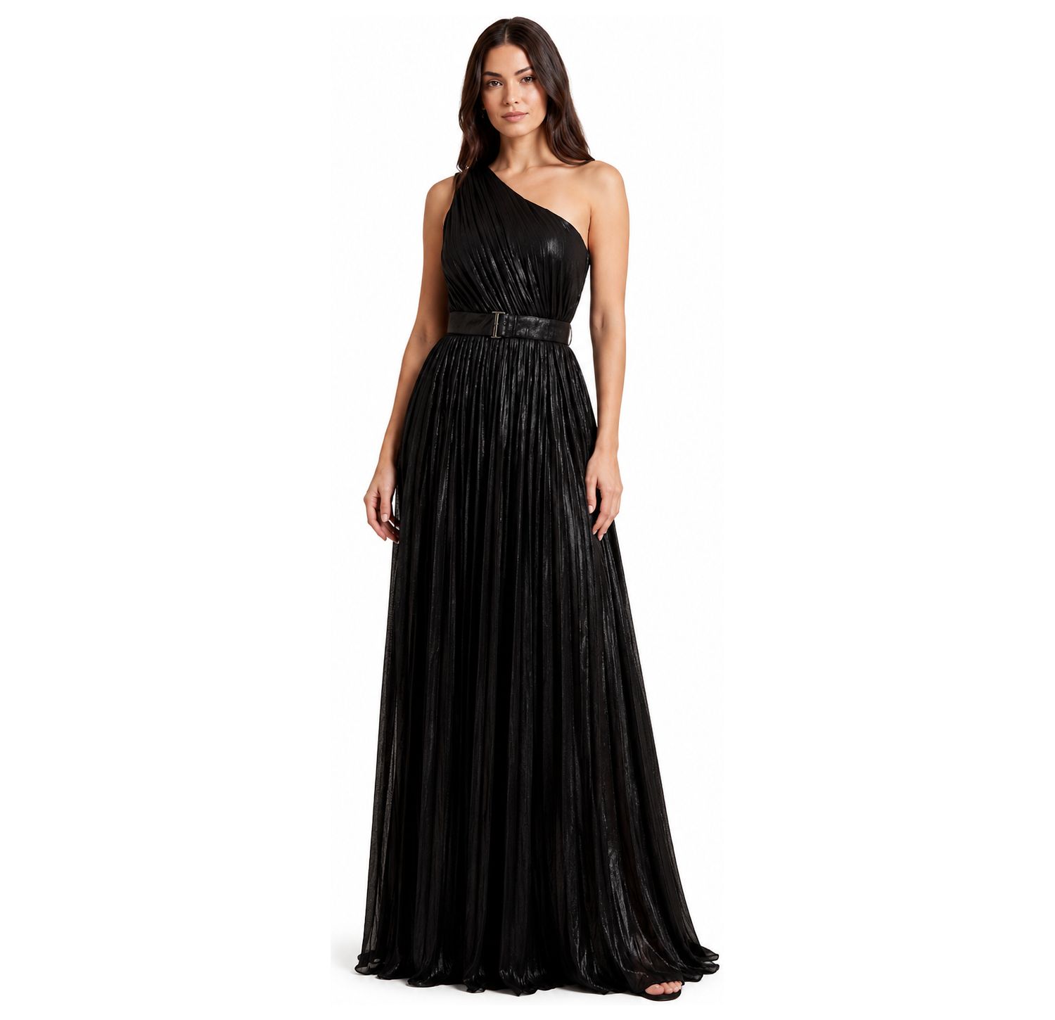 Plus Size One Shoulder Metallic Dress