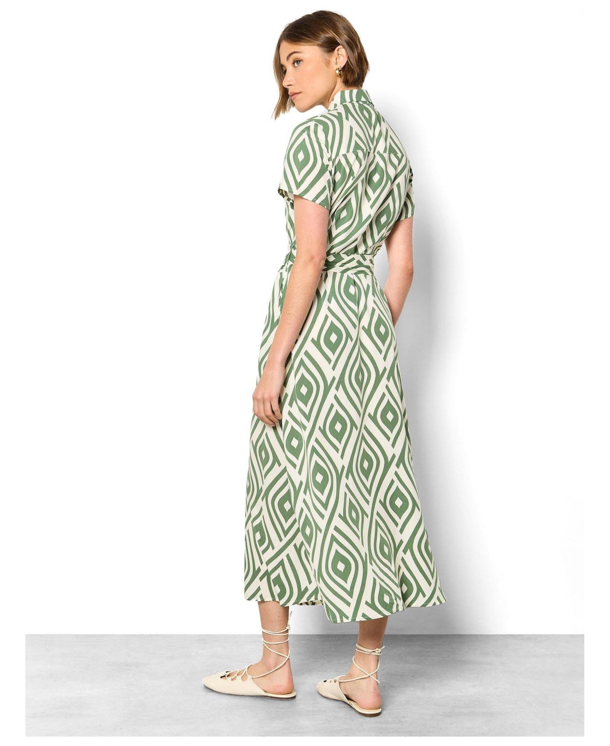 Apricot Women's Short Sleeve Midi Shirt Dress