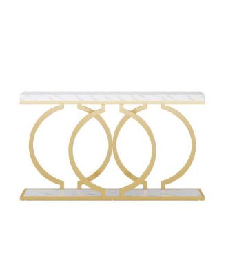 Narrow Console Table with Geometric Metal Frame