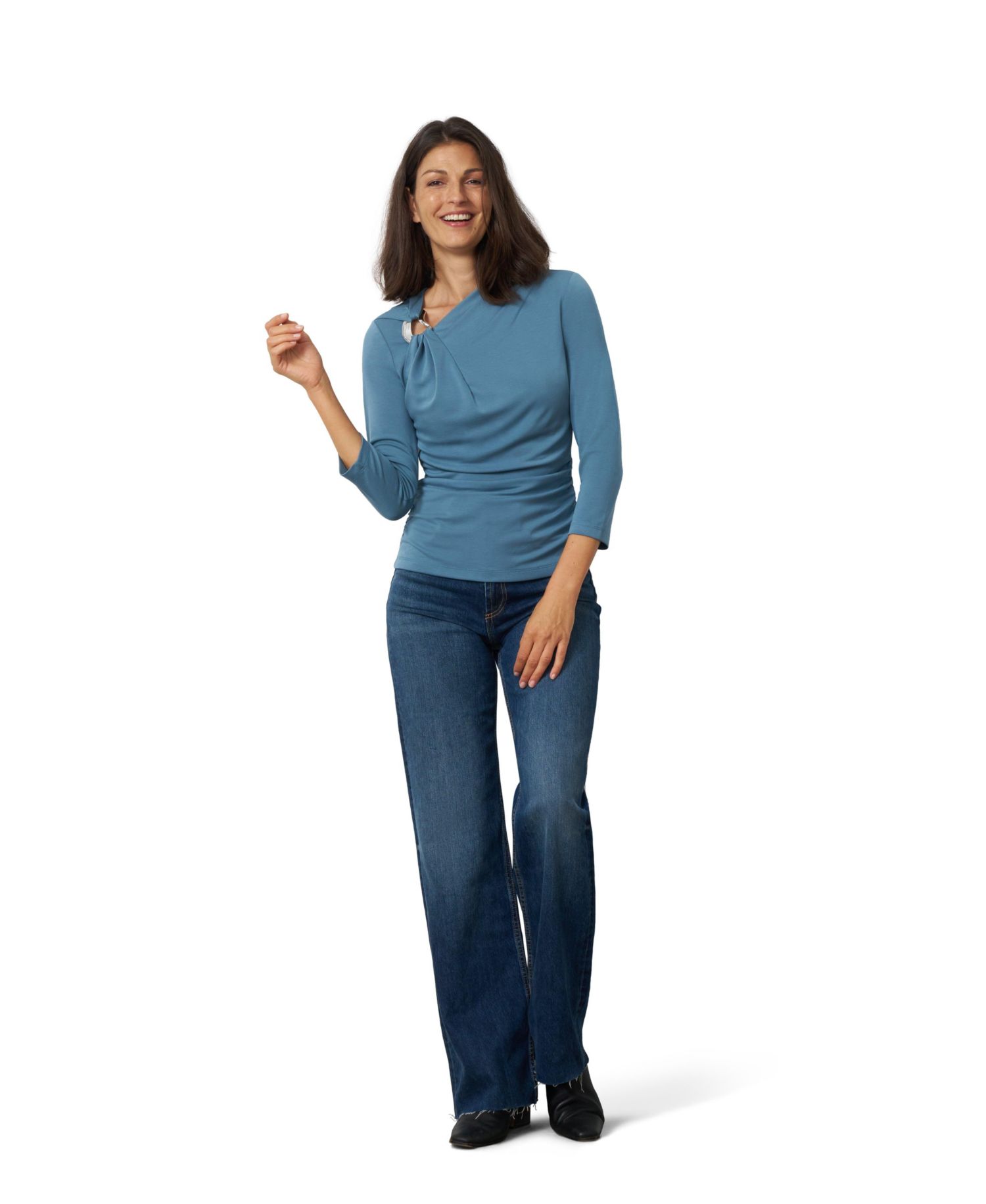 Women's 3/4-Sleeve Metal Ring Blouse