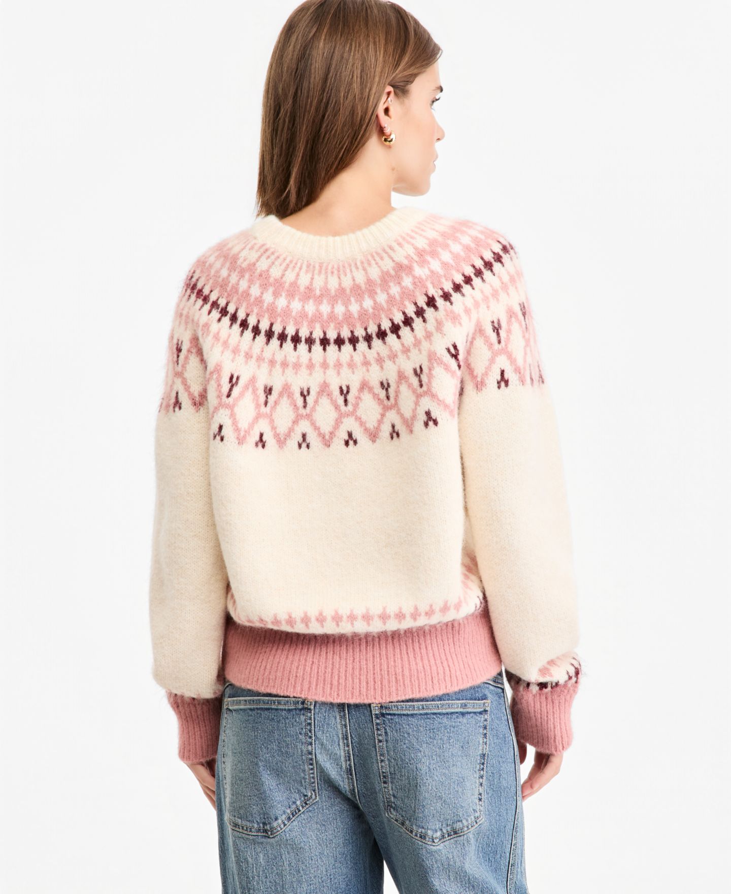 Женский свитер And Now This Petite Fair Isle Slouchy Crewneck, цвет: Palomino — фото 4