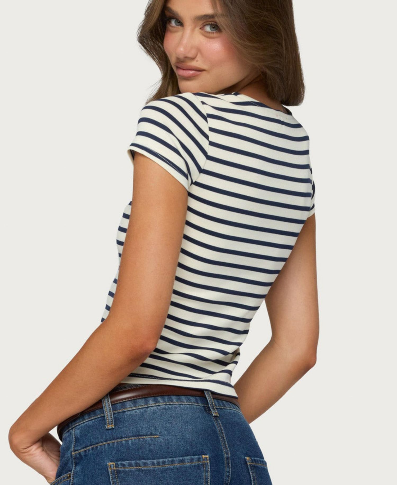 Women's Bonita Striped Button-Up Crop Top