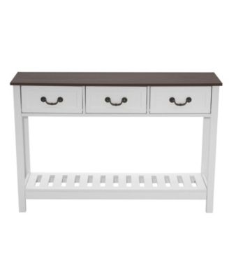Wooden Entryway Console Table with Storage Drawers, Bottom Shelf, Behind Couch Table for Home Decor