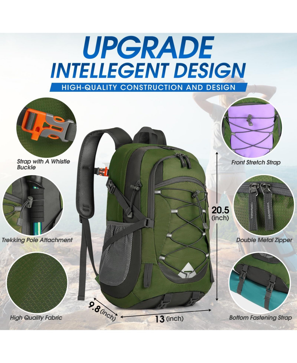 Piscifun 40L Lightweight Packable Waterproof Hiking Backpack Camping Travel Daypack
