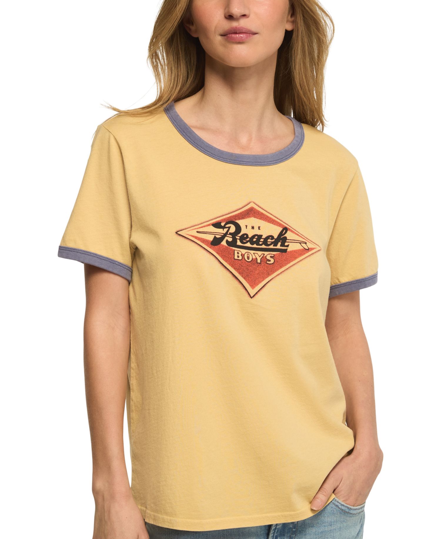 Women's The Beach Boys Emblem Retro Graphic Ringer Tee
