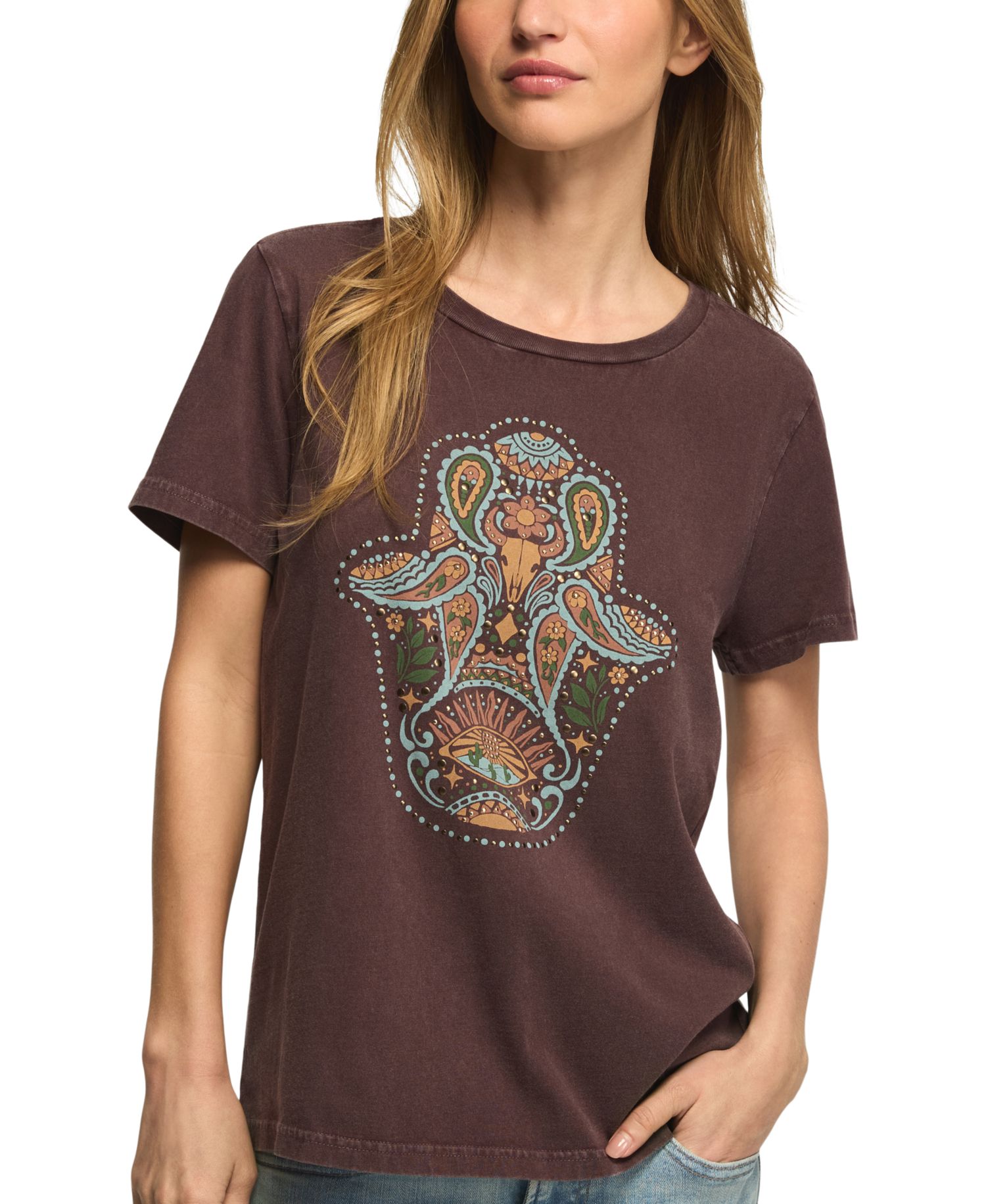 Women's Western Hamsa Classic Crew Graphic T-Shirt