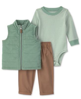 Baby Boys' Full-Zip Corduroy Vest, Bodysuit and  Pants, 3-Piece Set