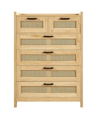 Modern 5 Drawer Rattan Dresser for Bedroom and Hallway