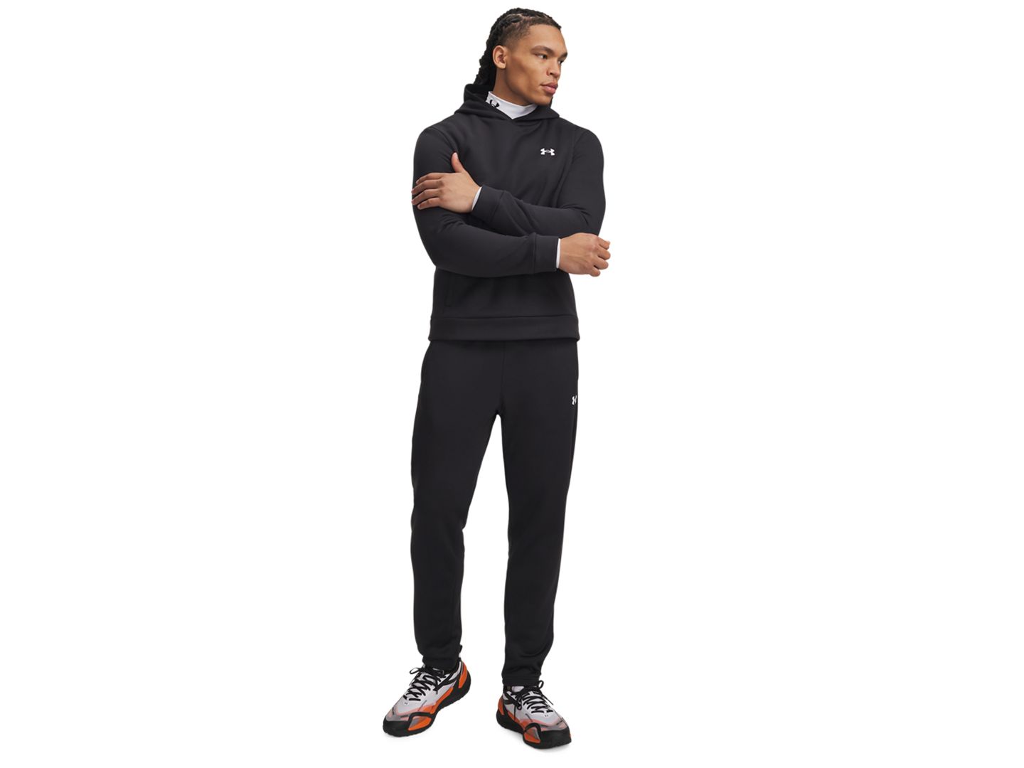 Мужские брюки Under Armour Armour Fleece, цвет: Чёрный / Белый — фото 2