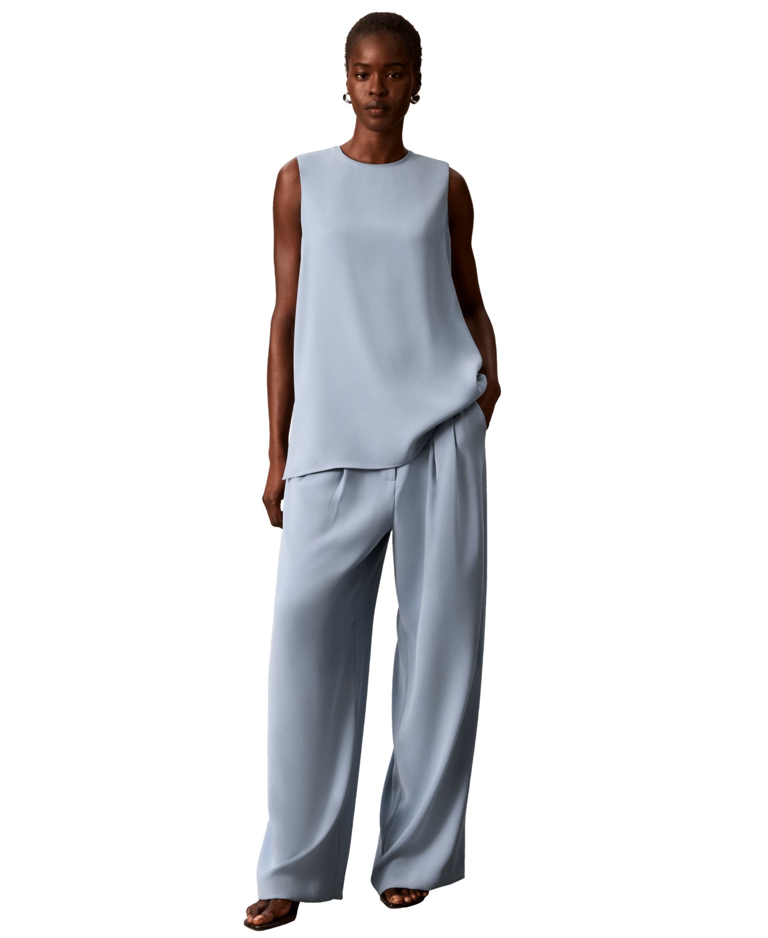 Women's High-Rise Double-Pleat Wide-Leg Pants