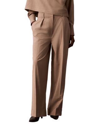 Women's High-Rise Wide-Leg Pleated Pants