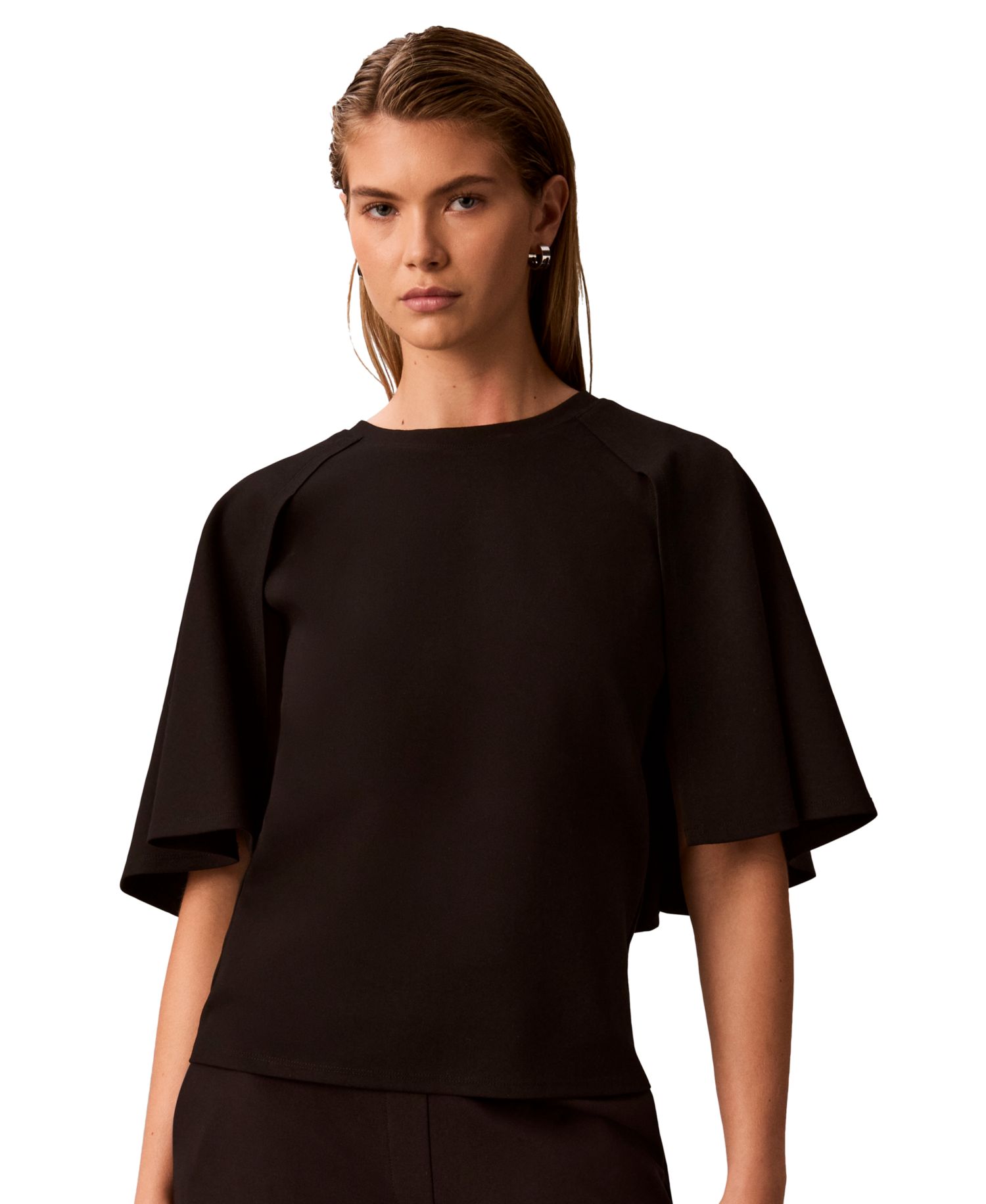 Women's Crewneck Short-Sleeve Cape-Sleeve Blouse