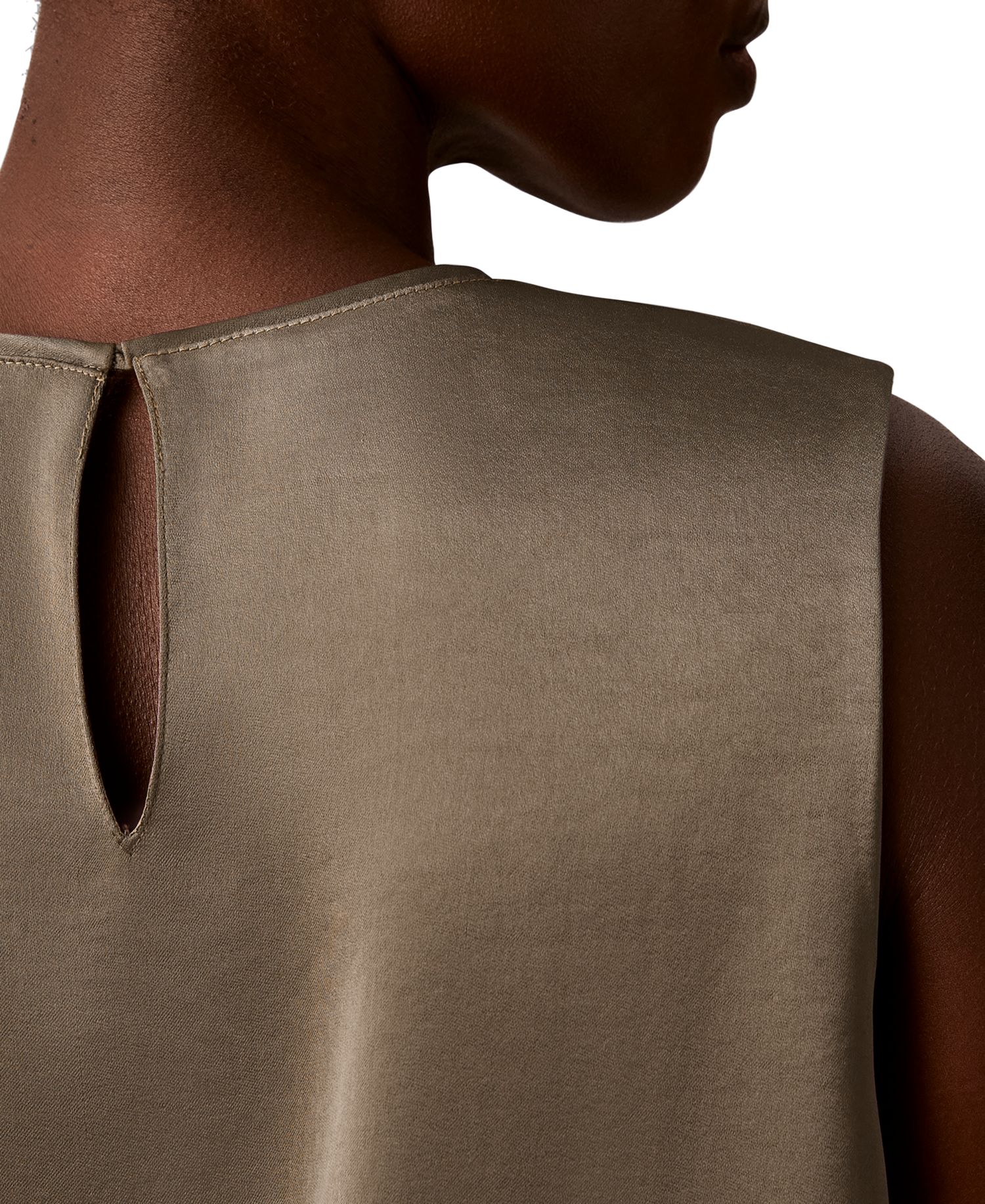 Women's Satin Crewneck Sleeveless Shell