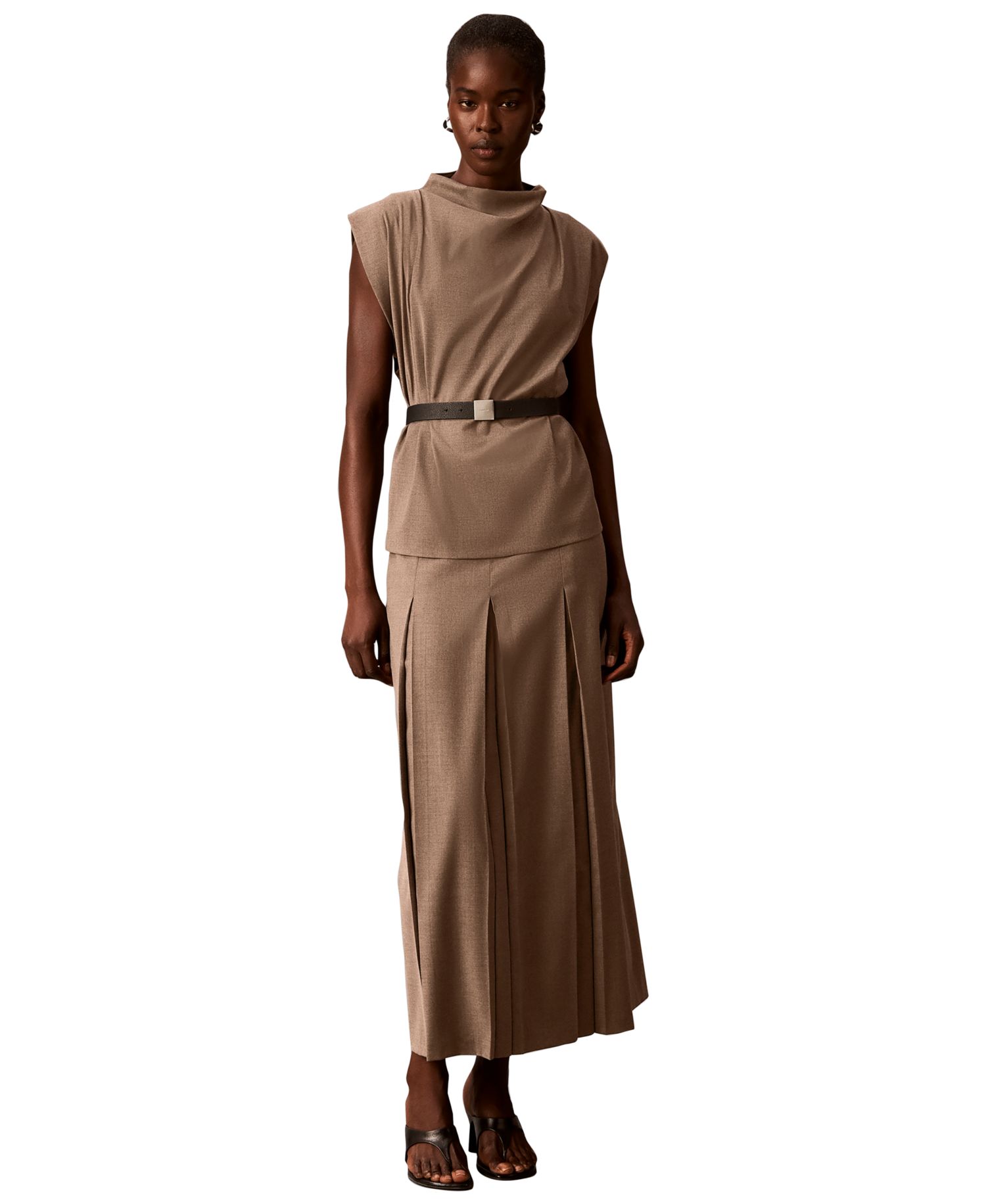 Women's Sleeveless Draped-Neck Blouse