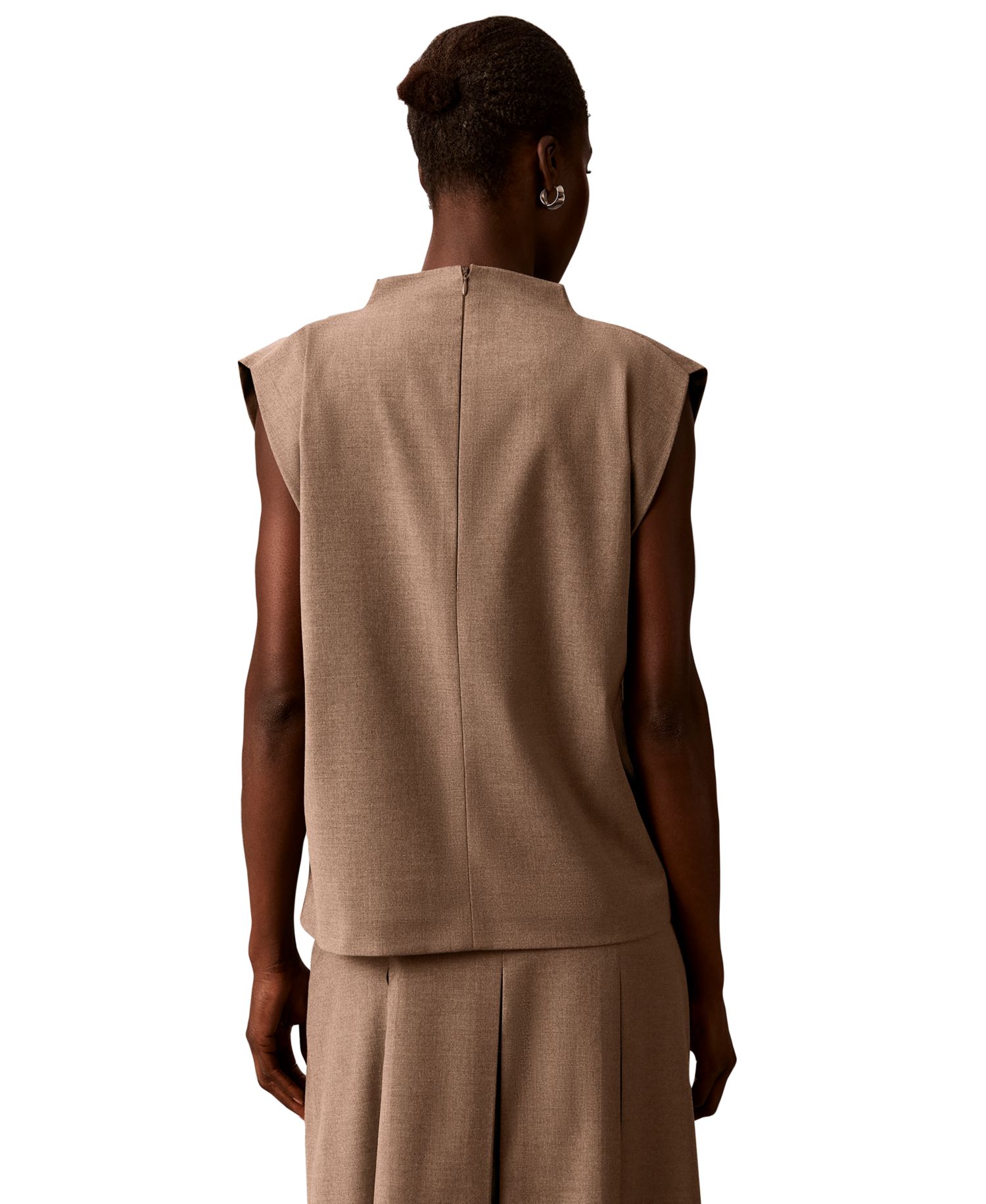 Women's Sleeveless Draped-Neck Blouse