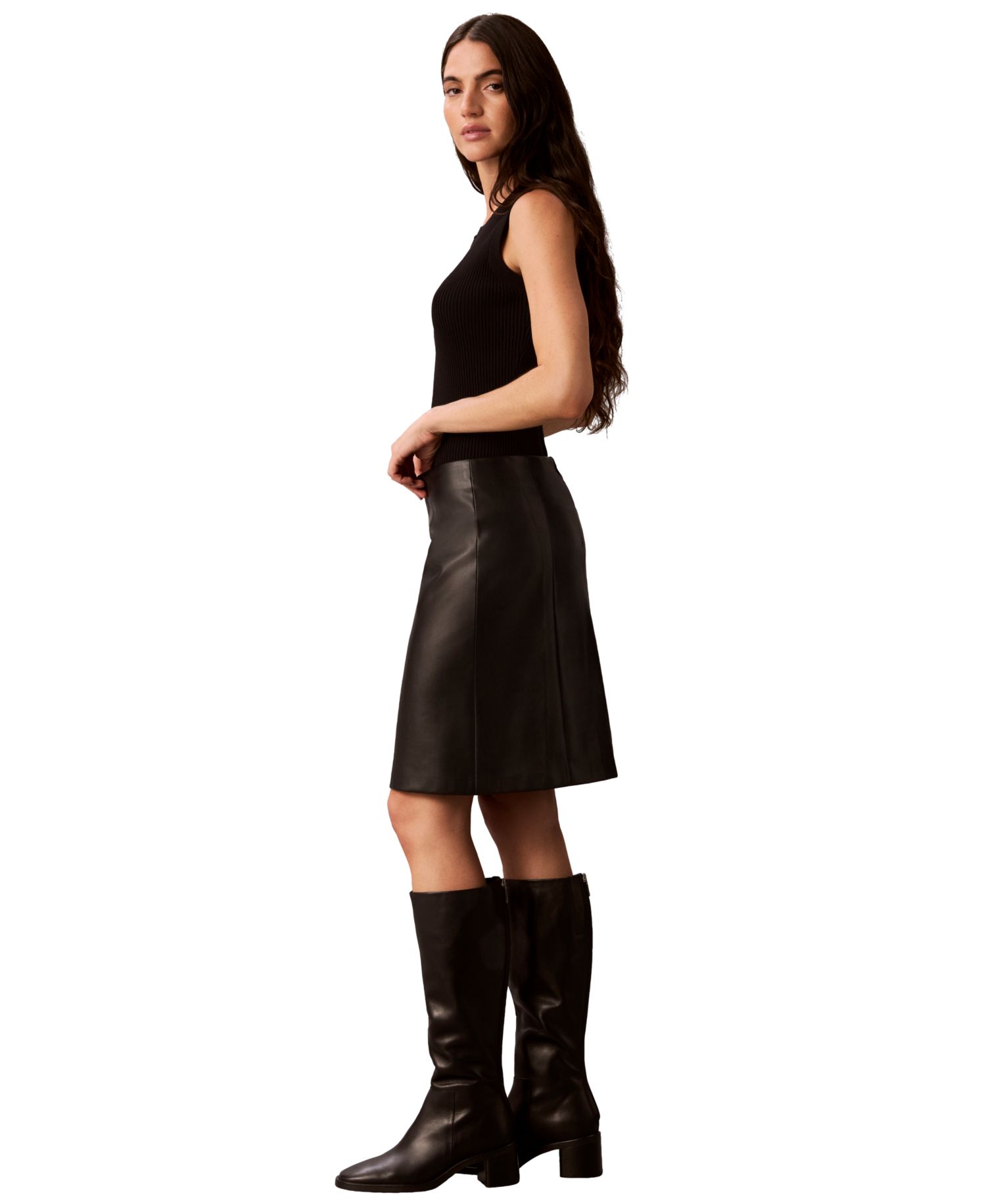 Women's Faux Leather A-Line Mini Skirt