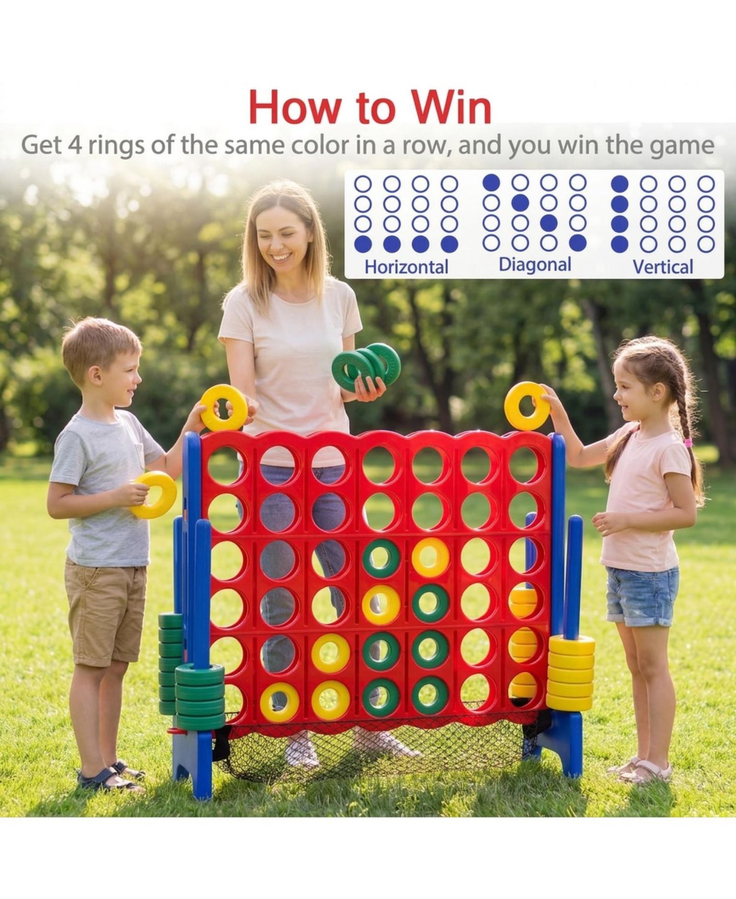 Детские игрушки HONGGE Giant 4-to-Score 42 Two-Color Rings Floor Game, Ages 3+, цвет: Красный — фото 8