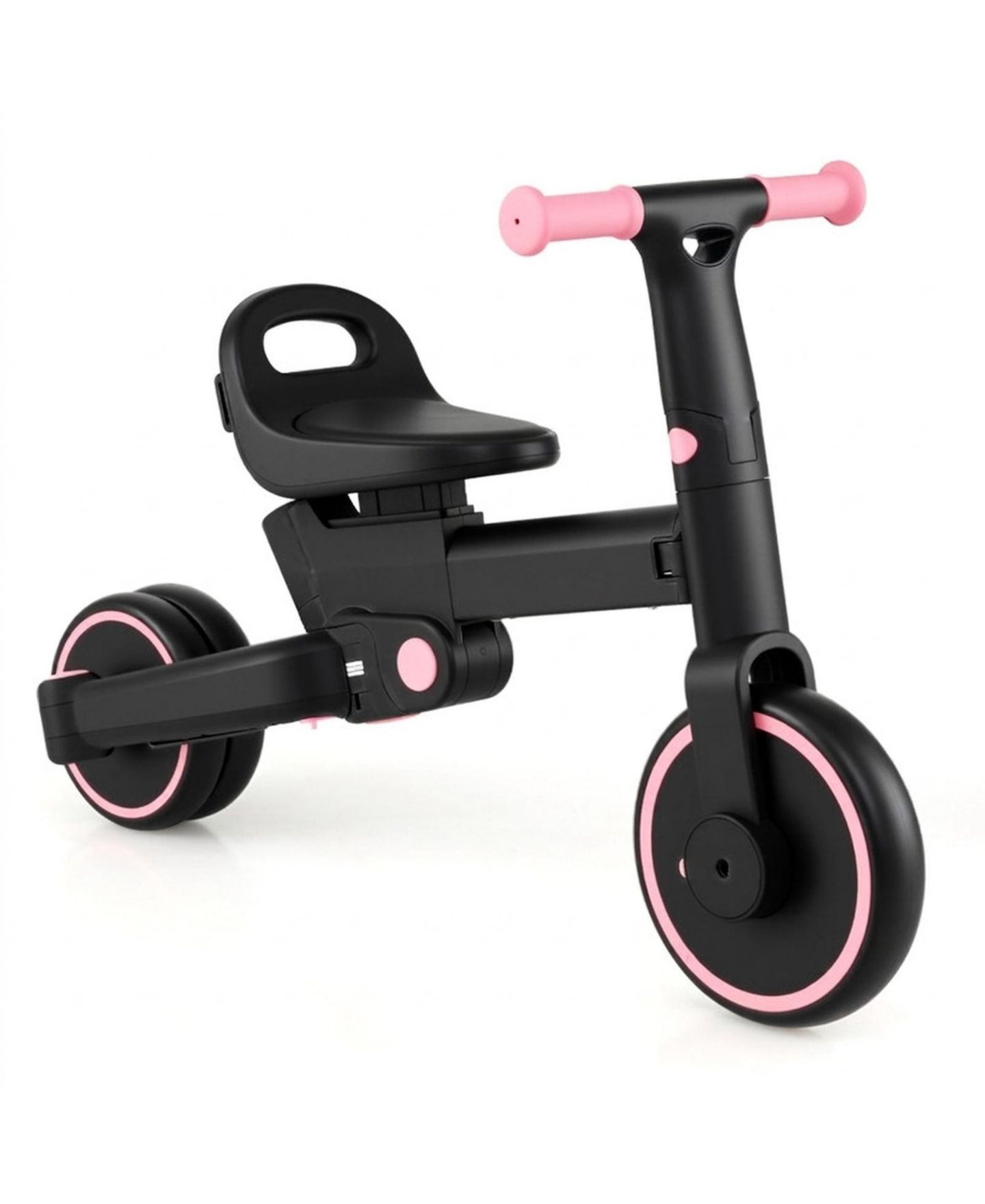 Детская игрушка HONGGE 4-in-1 Foldable Toddler Trike with Parent Push Handle, 55 lbs Capacity, Ages 18 Months–5 Years, цвет: Чёрный / Розовый — фото 1