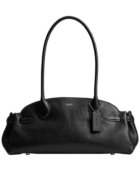 Женская сумка COACH Soft Empire Medium Leather Shoulder 34, цвет: Латунный / Чёрный