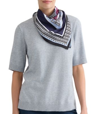 Petite Short-Sleeve Crewneck Knit Top with Scarf